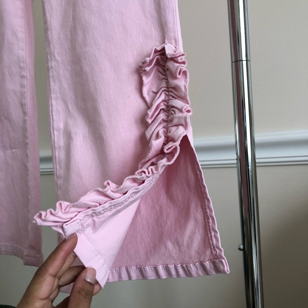 Zara Pink Split Ruffle Pants - Picture 3 of 4